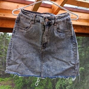 High waisted denim skirt